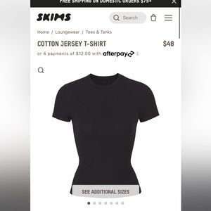 Skims black Cotton Jersey tee size m